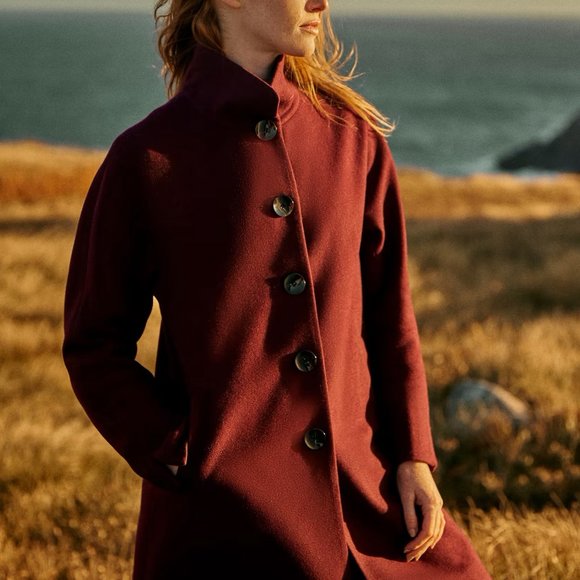 MELANIE LYNE: High Collar Wool Blend Coat - fig colour - Picture 4 of 8